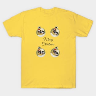 Merry Christmas with Santa Dachshund Dog in Glass Bauble T-Shirt